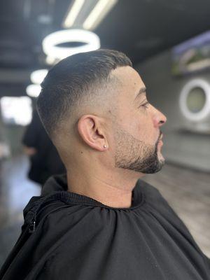 Mid balde fade and beard line