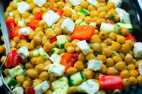 Chic pea Feta Tomato Cucumber salad