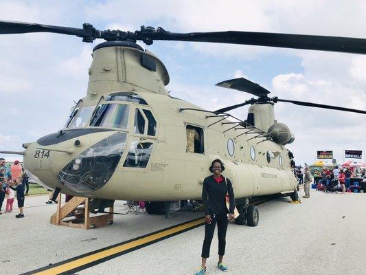 Monday, 2 September 2019 (Labour Day) - standing next to a United States Army plane that is still being used (an active plane).