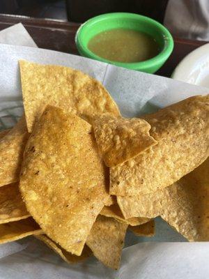 Chips and green salsa