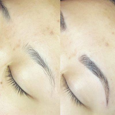 Light micro blading before and after