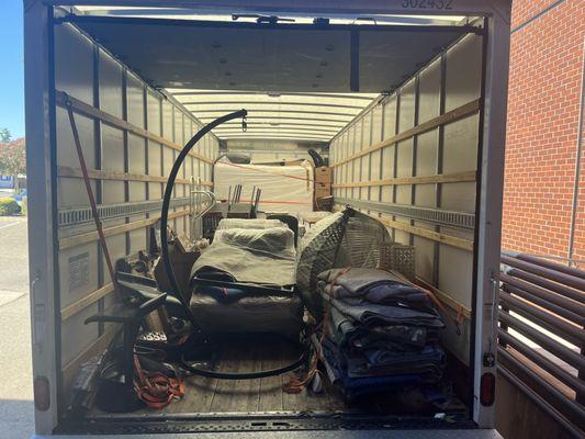 Items packed prior to the storage unit, the entire truck was filled at the end of the packing.