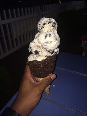 Large Oreo Ice cream in a chocolate jimmy cone!!