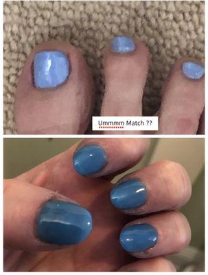 As you can see nails & toes did not match. Also the dip was too thick and too short.