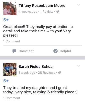 Reviews/comments on the Facebook page from previous customers about their visit at Bellagio Nails & Salon!