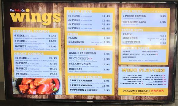 Wings Menu