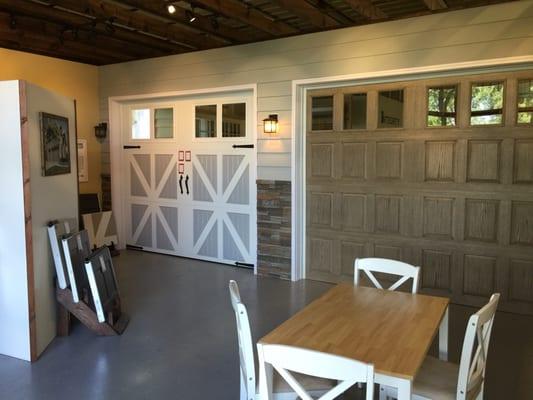 Come check out our showroom!  We have working garage doors and many samples to choose from!