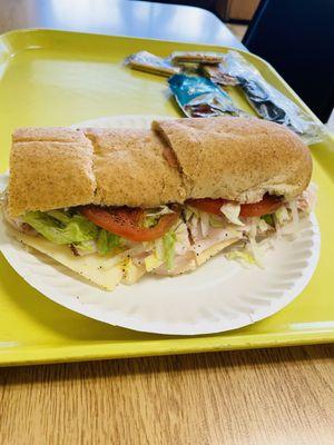 Half turkey sub.