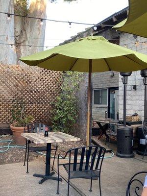 Back patio seating with shade