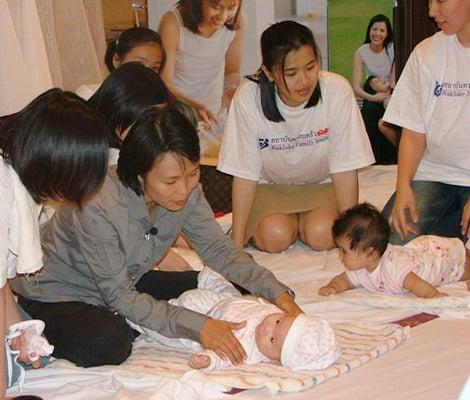 Demonstration yoga for baby