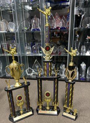 Grand prize trophies for our long time client, Dynamic Martial Arts Academy in Irvine.