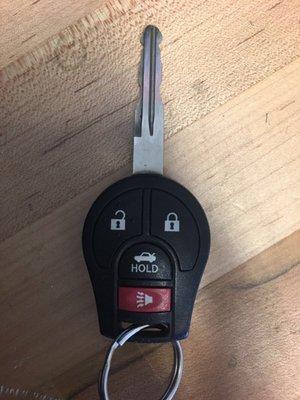 Nissan remote key made in Akron at The Keyless Shop at Sears chapel hill mall.