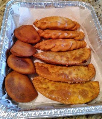 Shrimp patties and empanadas