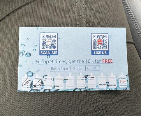 They have a customer card - buy 9 get your 10th free :)