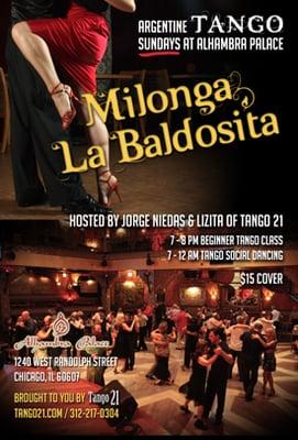 Tango Class & Social Dance Every Sunday at the Alhambra Palace Restaurant & Lounge