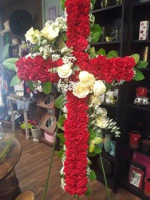 Cross sympathy wreath