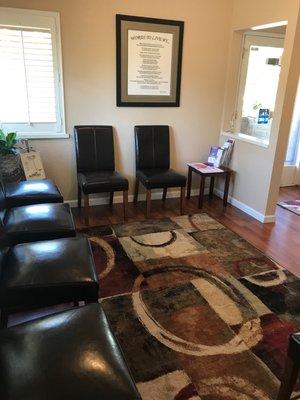 The comfortable waiting room at Pleasanton Gynecology