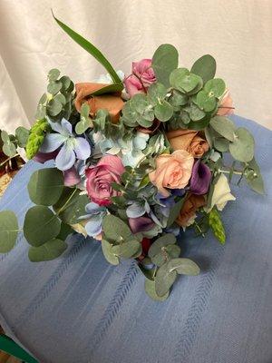 This is the bouquet they made for me. Fake blue flowers nothing like the picture on their website!