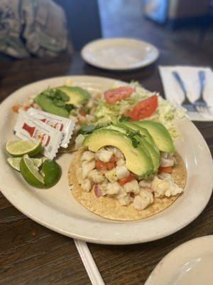 Ceviche appetizer. Extremely salty