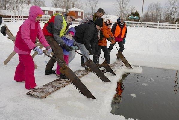 Remick provides four seasons of real, fresh experiences, shown here is the annual Ice Harvest & Winter Carnival (February)