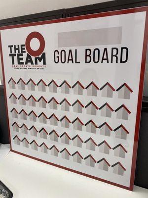 Aluminum Goal board we are using with dry erase marker!