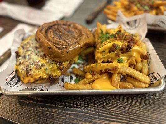 Smash burger with loaded fries