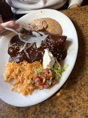 Chicken mole enchiladas