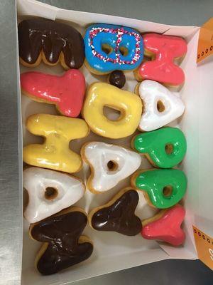 We do special order donuts for any occasion. Order 24-48 hours in advance and we will make it happen.