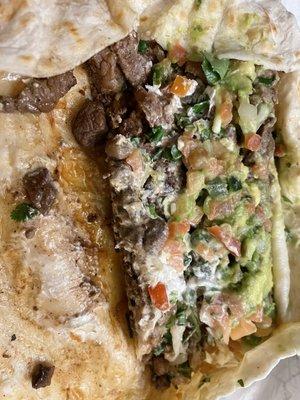 carne asada burrito with guacamole & sour cream