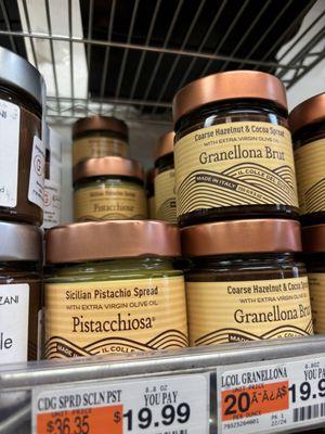 pistacchiosa sicilian pistachio spread; granellona brut hazelnut & cocoa spread