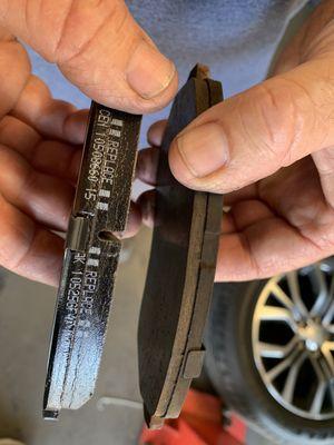 See there is nothing left on the brakes which are on the right. The left is the brand new one .