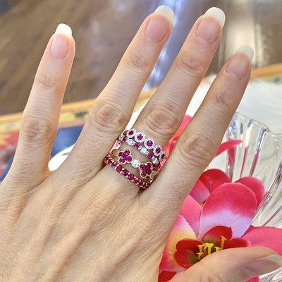 Gorgeous diamond and ruby stackable rings