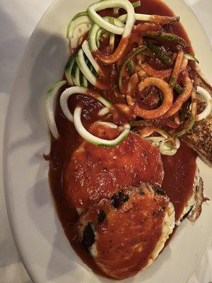 Grilled Eggplant Parm with ZOODLES!!!!!