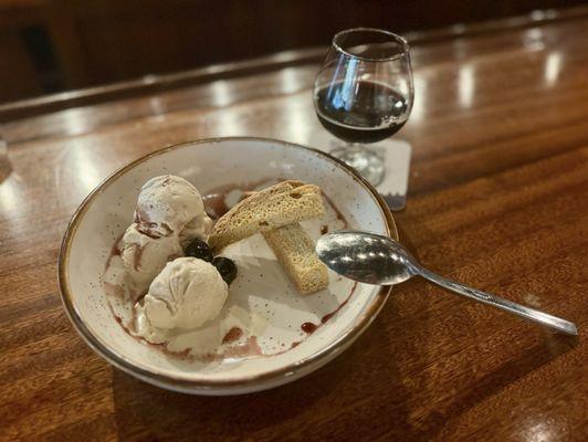 "Coffee Ice Cream" (almond biscotti, luxardo cherry)