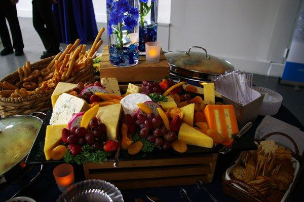 Specialty cheese platter from a catered event.