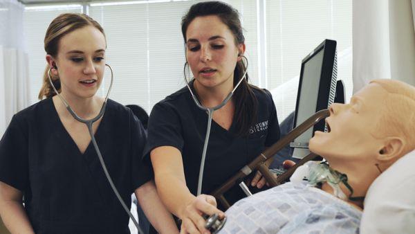 Nursing students in the simulation lab at Sumner College