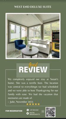 Client's review for Norwood Luxe Suite