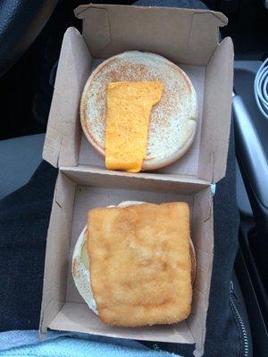 Fish o filet with half slice of cheese