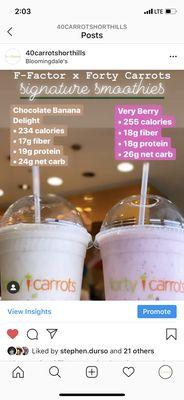 We carry all f-factor powders as well as f-factor bars! And we make yummy protein smoothies