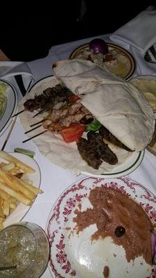 Mixed grill kafta chicken kabob and steak