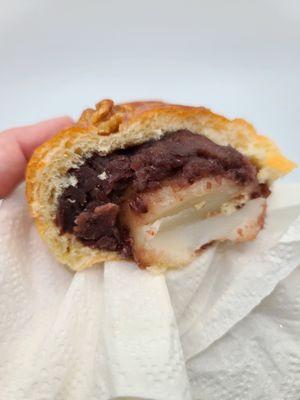 Mochi anpan has azuki bean filling