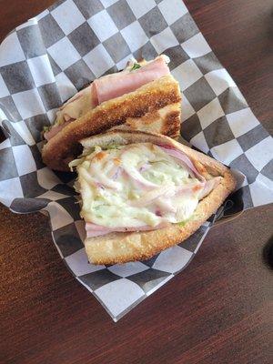 Hot ham & cheese with lettuce and onions ... so good.  Sal's does subs so well -- they don't just warm up their subs but actually bake them.