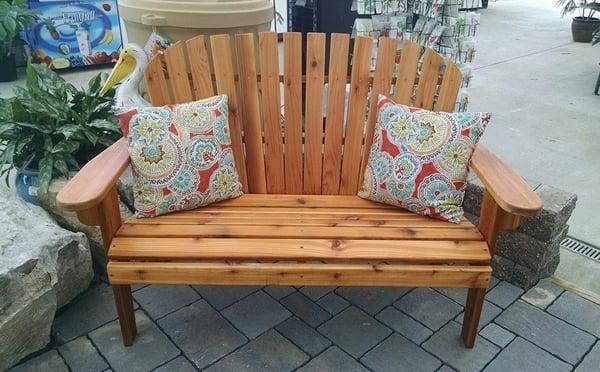 Four foot wide Western Red Cedar garden loveseat