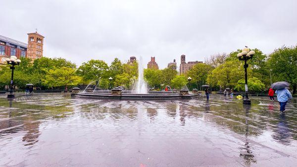 Fountain view after the rain