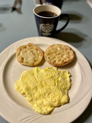 2 Scrambled Eggs + Toasted English muffin