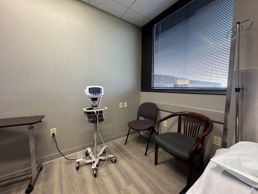 Well appointed clean and comfortable clinic room with large window