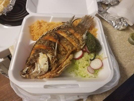 Mojarra Frita. Deep fried Tilapia