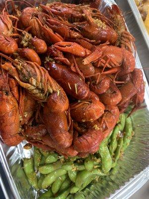 3 lbs Cajun garlic butter, spicy and edamame