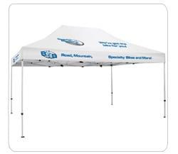 Logo canopies and tents are an effective way to advertise at outdoor events and stay dry if it rains.