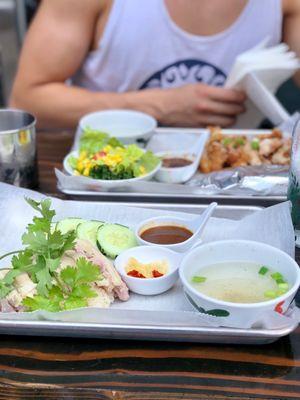 Poached Chicken Plate and Zab Fried Chicken Plate